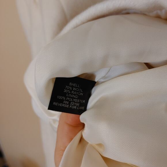 Anne Klein Size Small White Peacoat Wool Rayon Button Coat Pockets Classy - Picture 9 of 10
